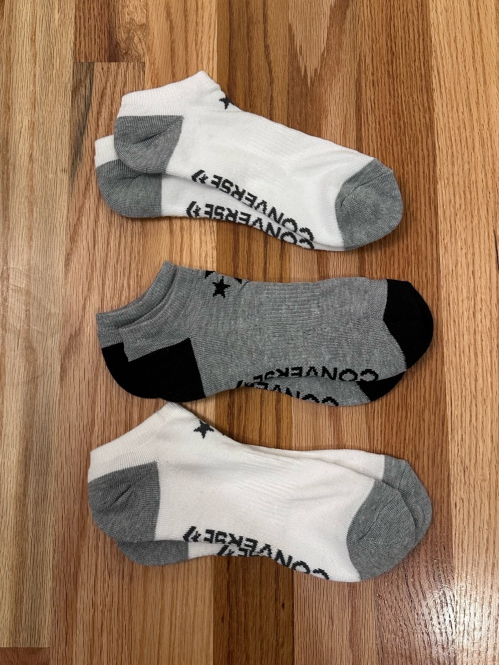 NWOT Converse Ankle Socks, White, Gray & Black (3 Pack)